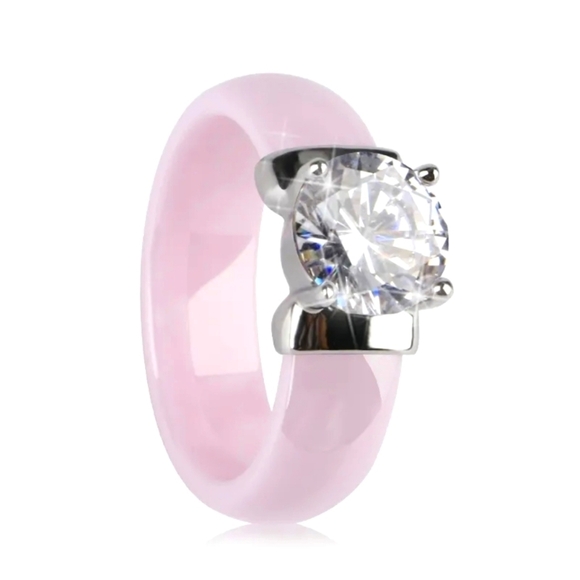 NEW Gorgeous Pink Ceramic 1‎ ct Solitaire Diamond Ring - Picture 4 of 12